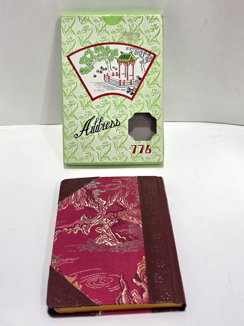 Vintage Unused PocketVersion Silk Brocade Telephone Address Book In Original Box